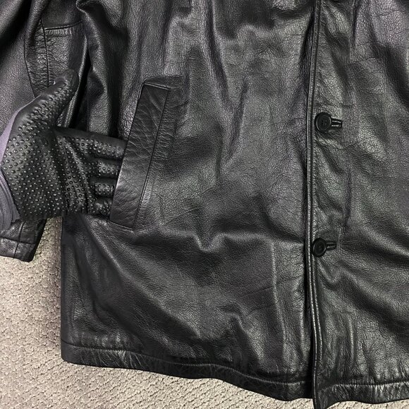 Wilsons Leather M. Julian Leather Jacket Men's Large Black Button Up Front - Picture 3 of 15